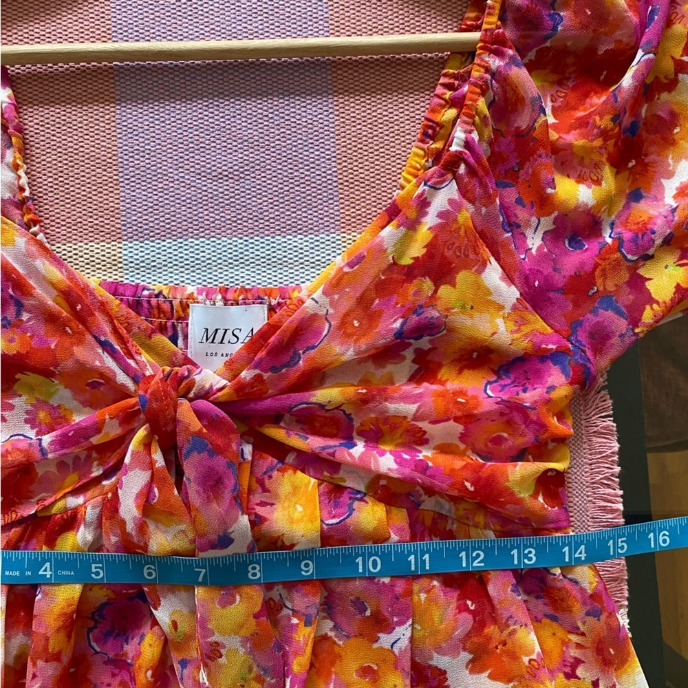 Misa Pink Orange Yellow Floral Chiffon Dress Romper XS - Picture 15 of 16